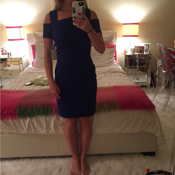 Cold Shoulder Bodycon Dress in Blue Dahlia - Picture 3 of 3